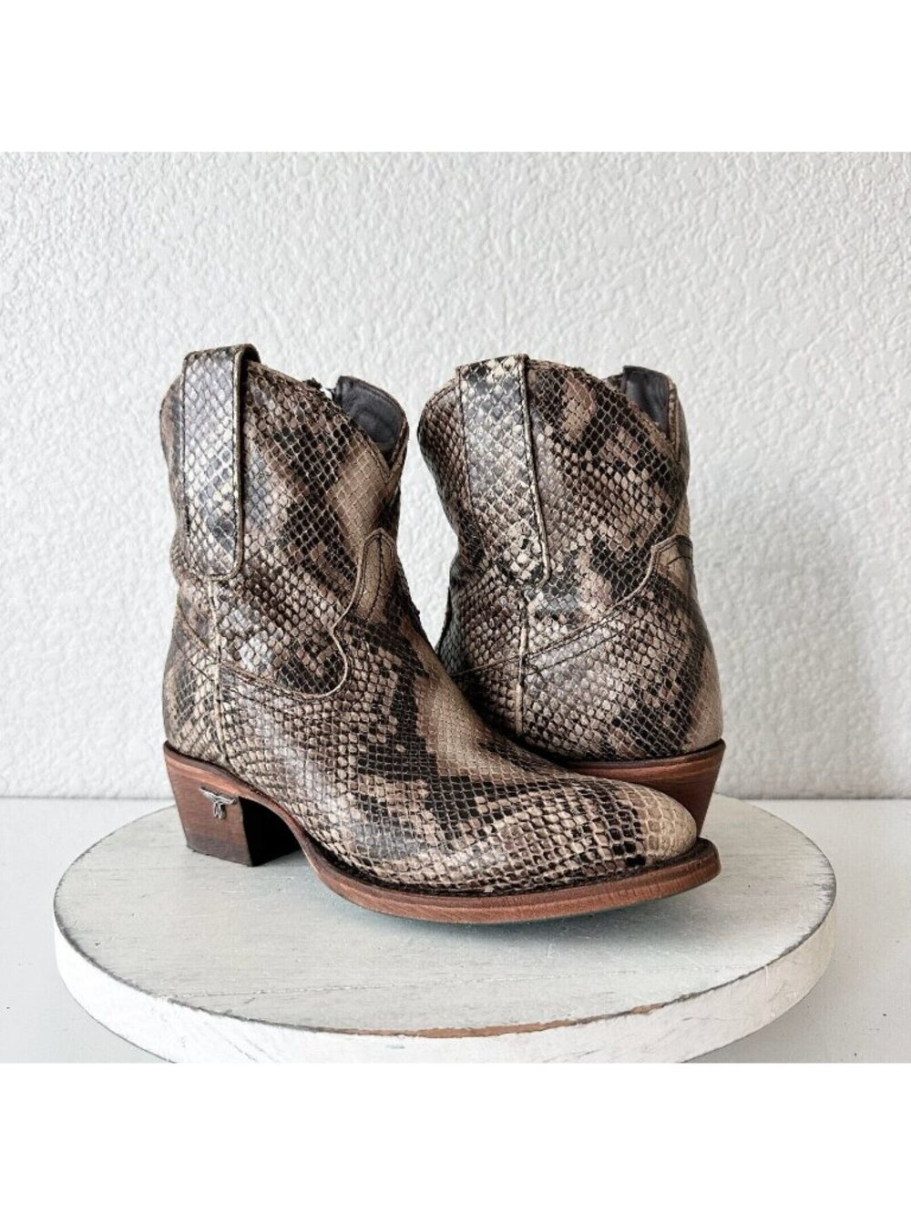 Lane PLAIN JANE Snakeskin Cowboy Boots Womens 5.5 Cowgirl Western Short Ankle